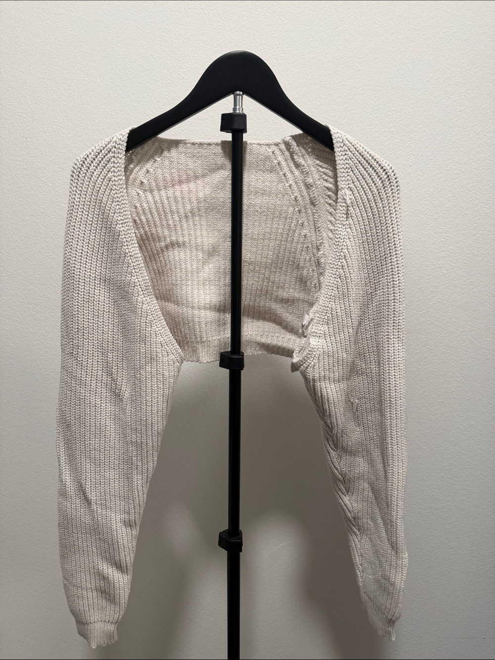Cream Cropped Knit Bolero Sweater